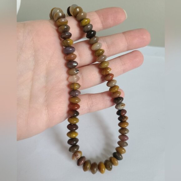 Vintage Boho Lagenlook Brown Tan Quartz Beaded Natural Gemstone Strand Necklace - Picture 5 of 8